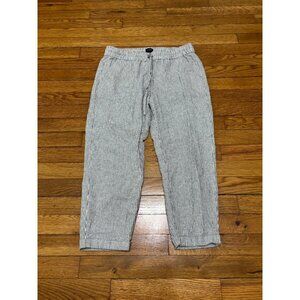 J. Crew Womens Capri Pants Size 6p Petite Gray White Striped Linen Cotton Beach